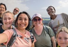 While in Dresden, Germany, Ph.D. student Maria Furukawa, center, took a break from her research with the Uhlmann Group to explore a historical fortress.