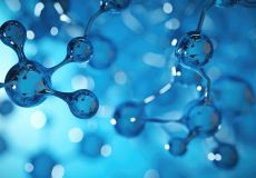 Molecular structure, 3d render, blue toned image, AI Generated