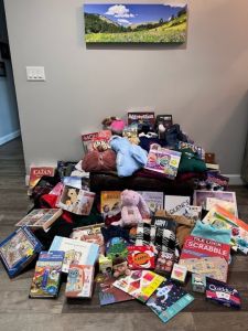 Photo of the toys and coats donated in 2023.